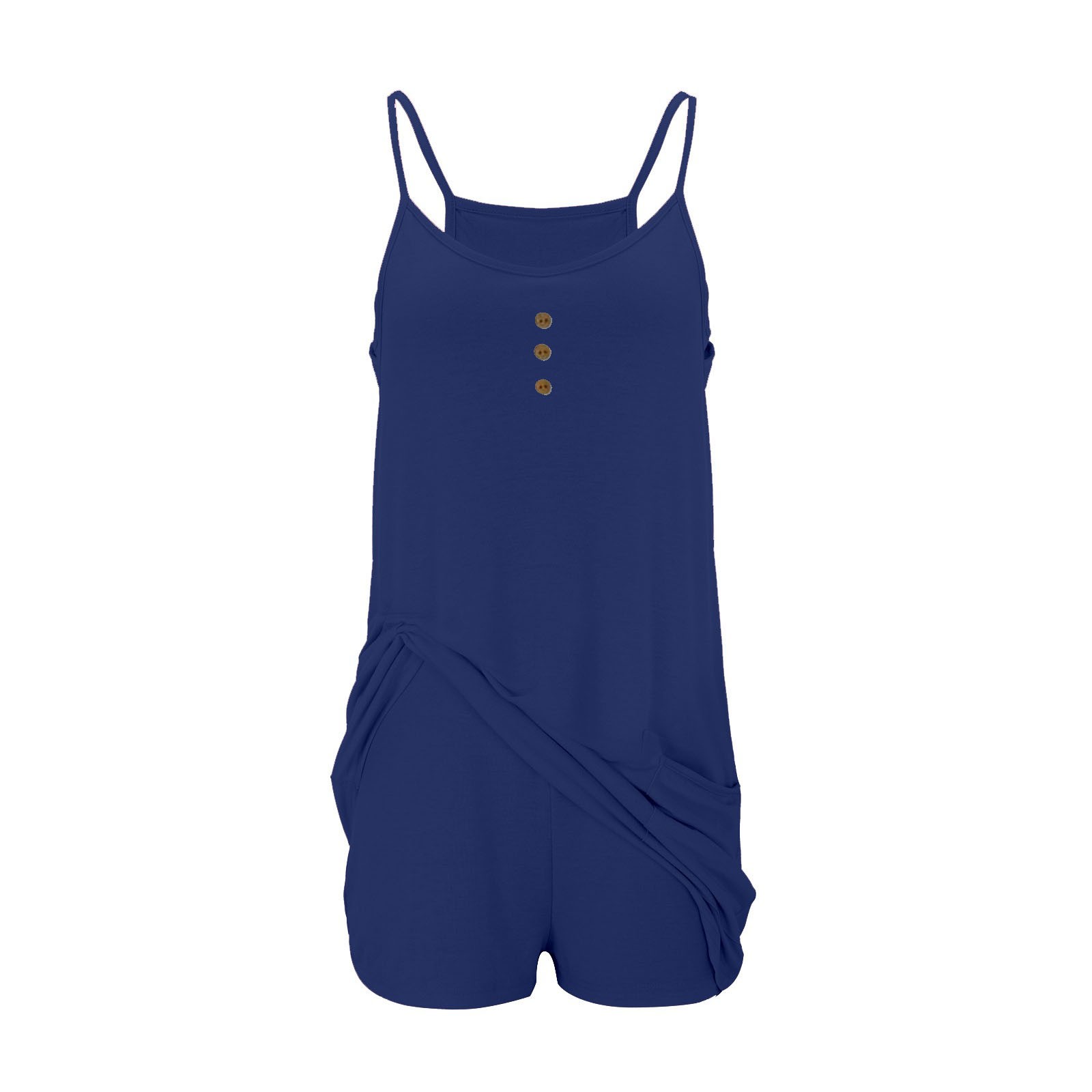thumbnail image 4 of Mono liso de mujer, vestido informal sin mangas con tirantes, botones y bolsillos., 4 of 6